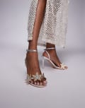 [Public Desire] Public Desire embellished starfish high heeled sandals in silver 39 SILVER