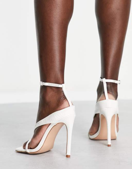 Public Desire - Emilia - Sandales à talon effet croco avec bout carré - Blanc, 2 de 4