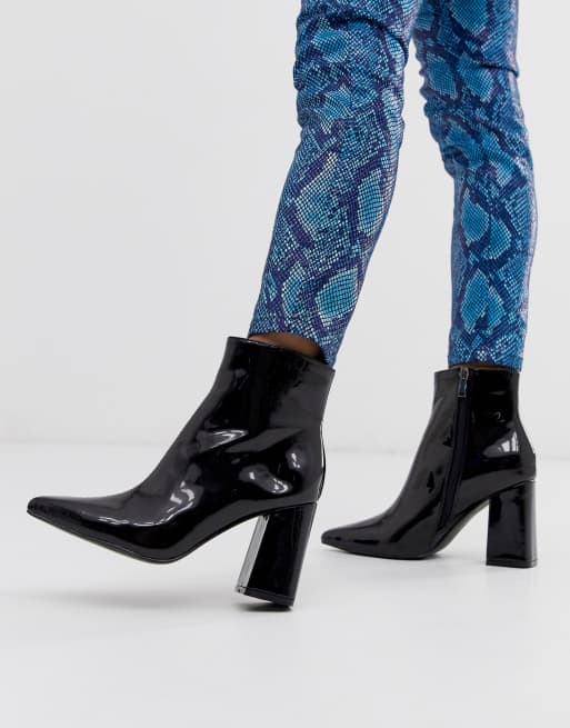 Block heel patent outlet ankle boots