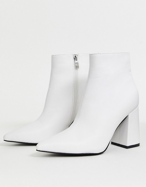 Public Desire Empire block heeled ankle boot in white