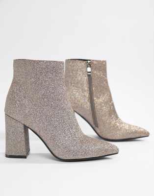 glitter heel ankle boots