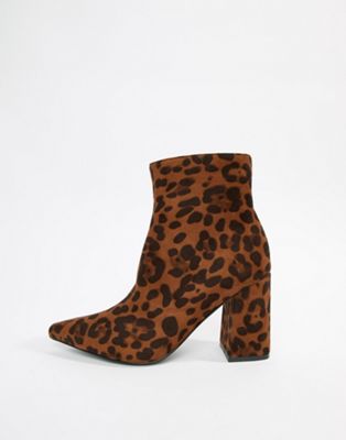 leopard print block heel booties