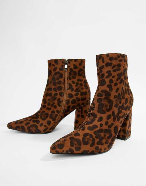 Leopard booties hot sale block heel