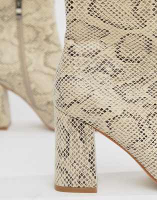 public desire empire snakeskin block heeled ankle boots