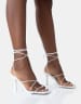 Public Desire Euphoria pu square toe lace up mid heels in