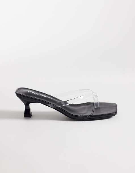 Public Desire Everlast flip flop kitten heel sandals in black - view 1