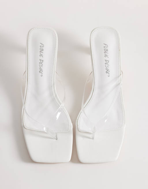 Public Desire - Everlast - Hvide sandaler med kitten-hæl og tårem, 2 af 4