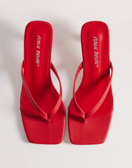 Public Desire - Everlast - Teensandalen met kitten hak in rood, 2 van 4
