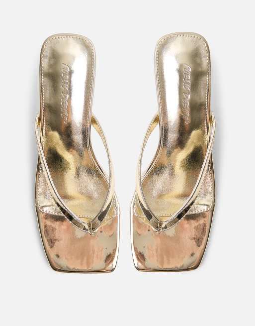 Public Desire Everlast thong flip flop heels in gold, 2 of 4