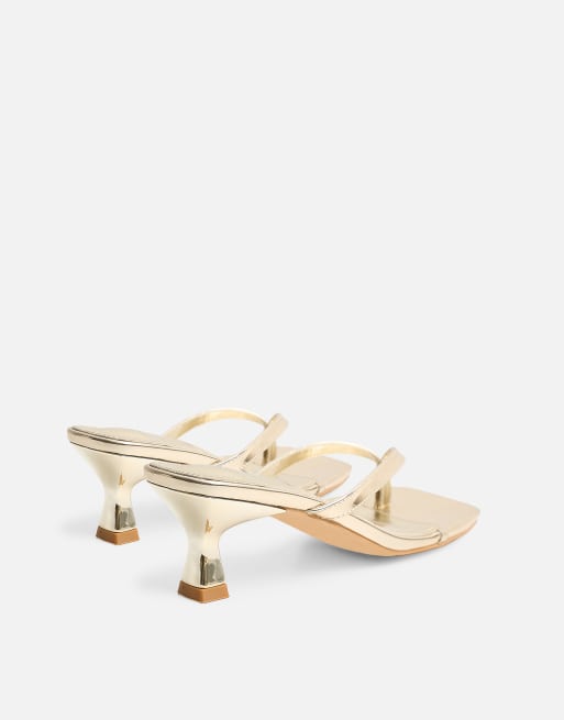 Public Desire Everlast thong flip flop heels in gold, 3 of 4
