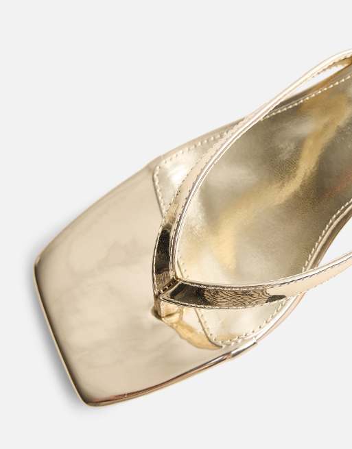 Public Desire Everlast thong flip flop heels in gold, 4 of 4