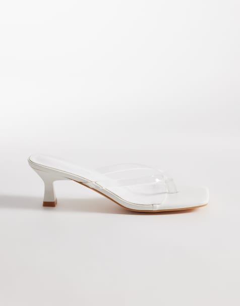 Public Desire Everlast toe thong kitten heel sandals in white - view 1