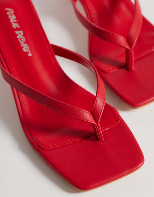 Public Desire – Everlast – Zehenstegsandalen in Rot mit Kitten-Absatz, 3 von 4