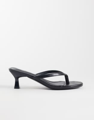 Public Desire Evermore Kitten Heel Toe Thong Sandals In Black