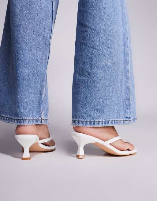 Public Desire Evermore pu thong low flared heels in white, 2 of 4