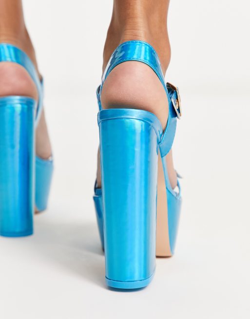 Blue store holographic heels