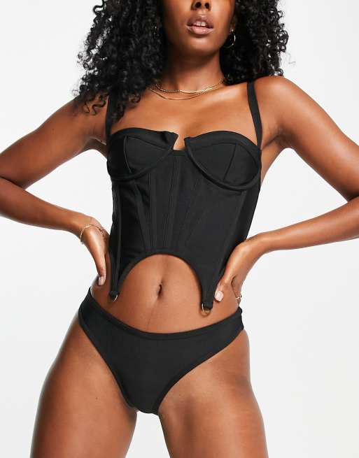 Public Desire exclusive bandage bikini bottom in black