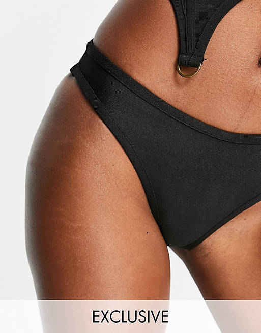 Public Desire Exclusive bandage bikini bottoms in black