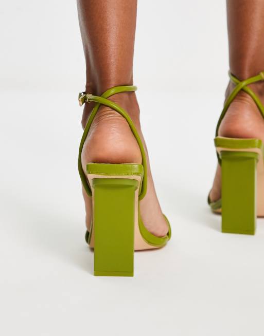 Olive green block hot sale heel sandals