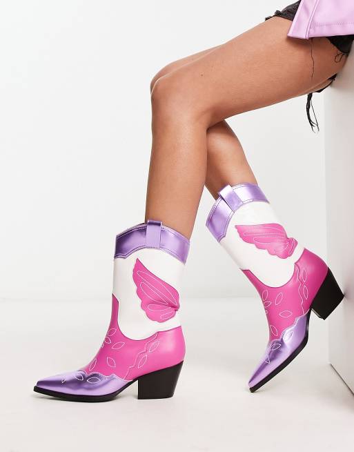 Purple and white cheap cowboy boots