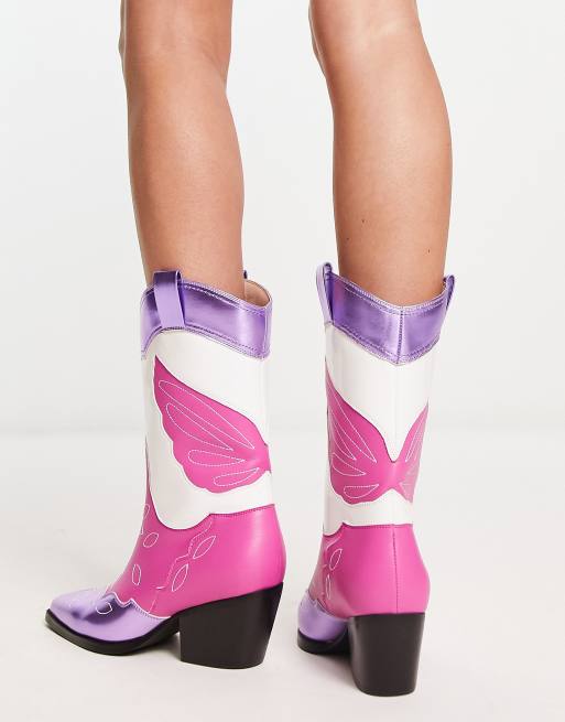 Purple and white sales cowboy boots