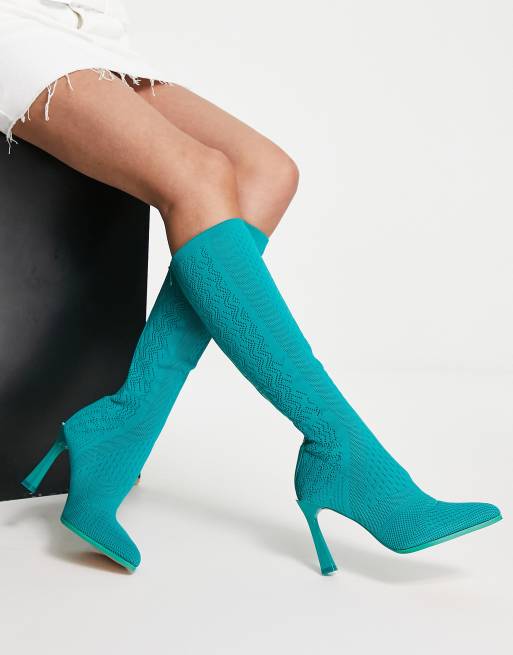 Teal over the deals knee boots