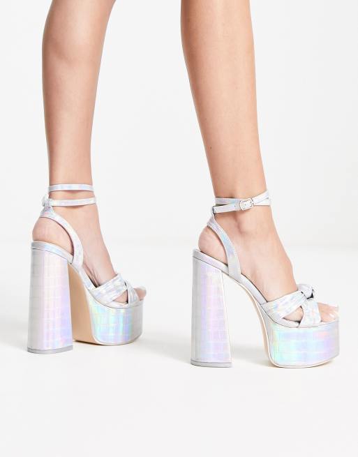 Platform discount sandals holographic