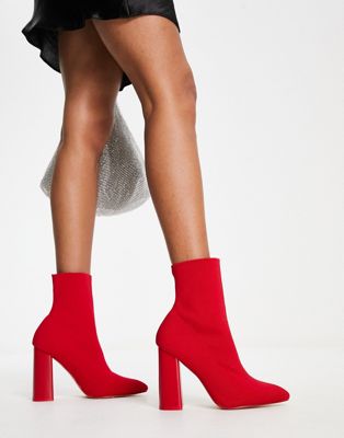 Public Desire Exclusive Loyal heel sock boots in red knit  - ASOS Price Checker