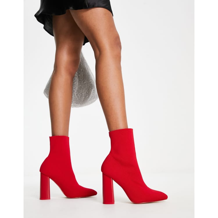 Red block clearance heel boots