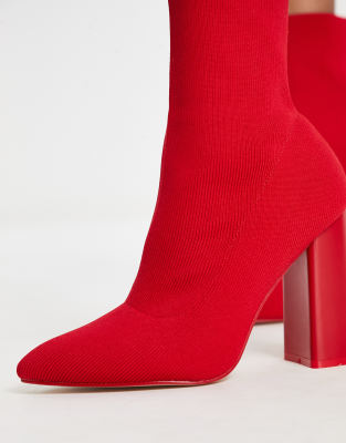 red short heel boots