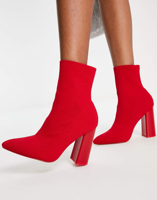 Red stiletto clearance sock boots