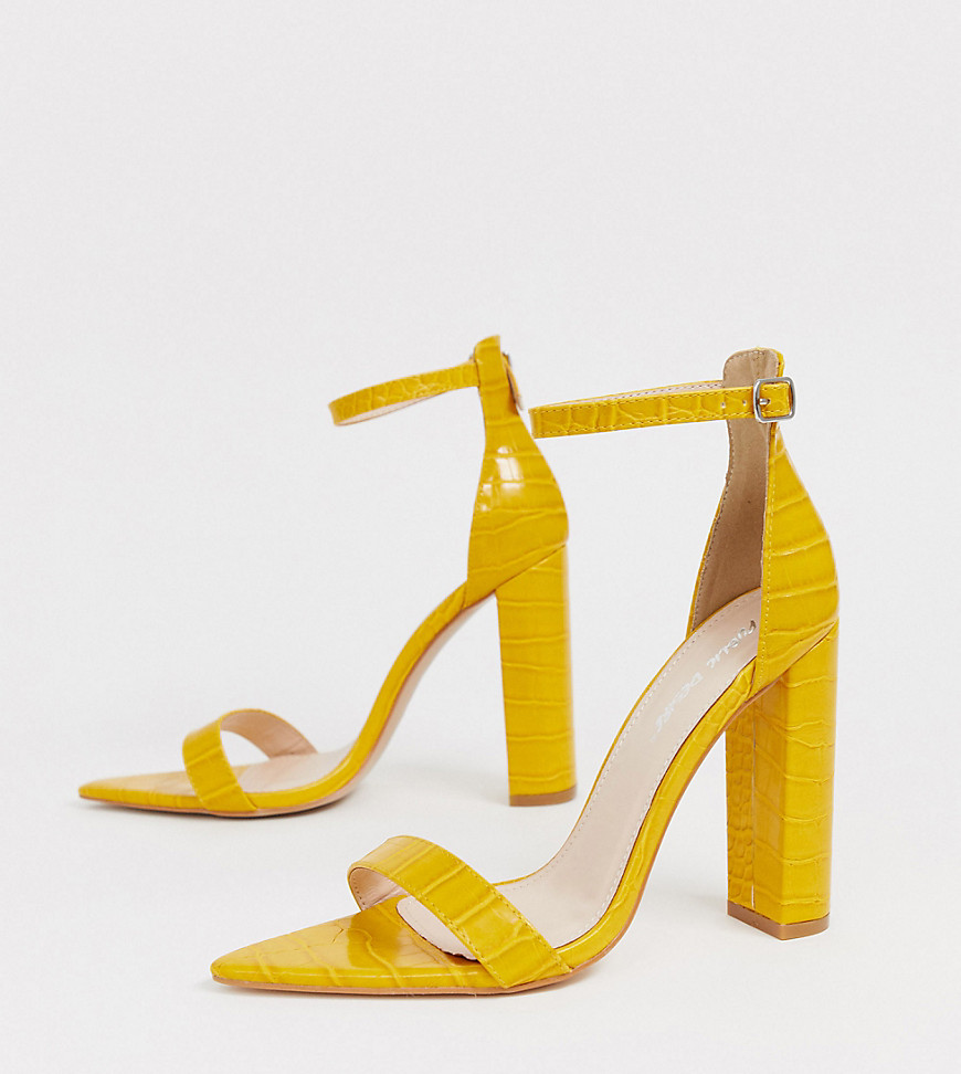 Public Desire Exclusive Miao sandaler med hæl i gult krokodilleskind