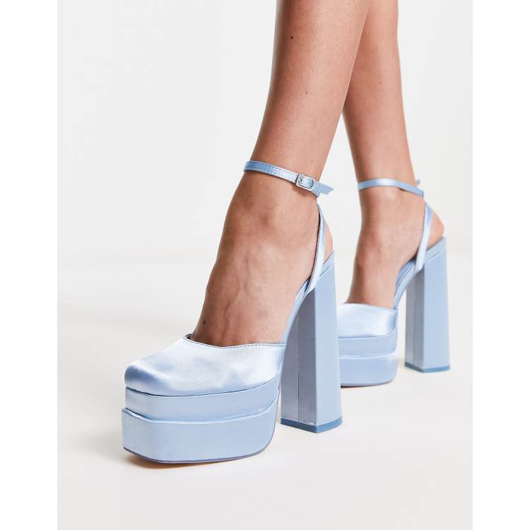 Light blue hot sale satin pumps