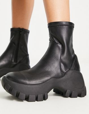 Public Desire Exclusive Nile cleated chunky sole boots in black