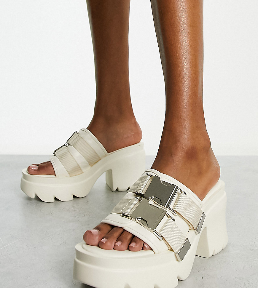 Public Desire Exclusive Oslo Chunky Heeled Sandals In Off-white