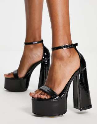 Public Desire Exclusive Primrose platform heel sandals in black | ASOS