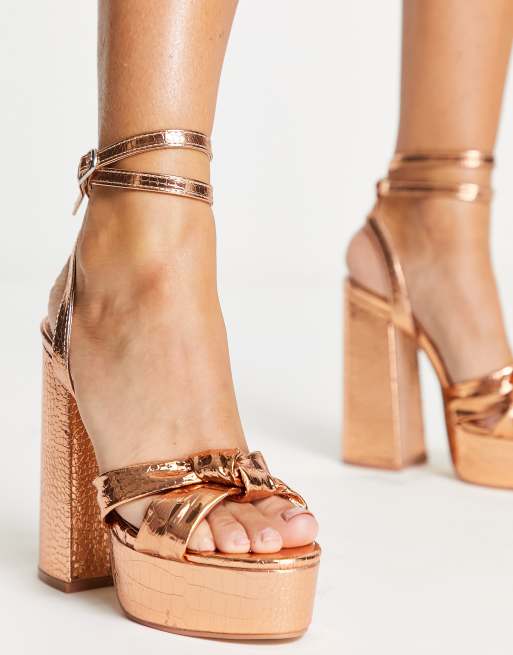 Rose gold chunky platform hot sale heels