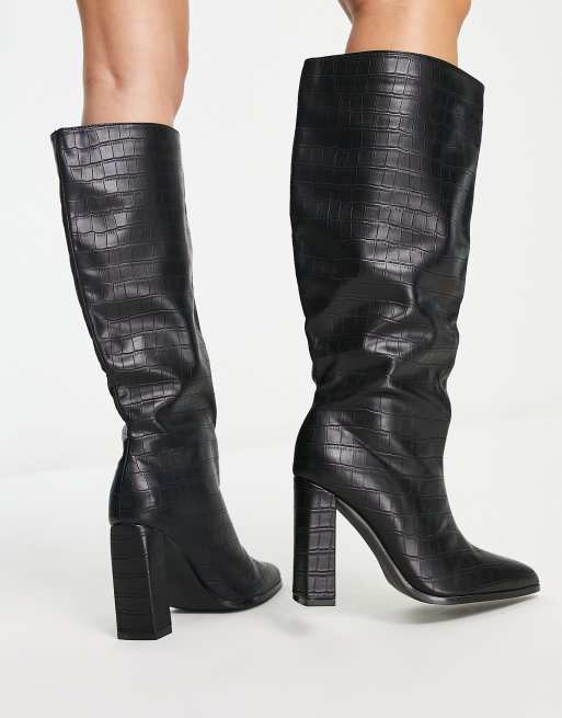 Wide fit knee discount high croc boots