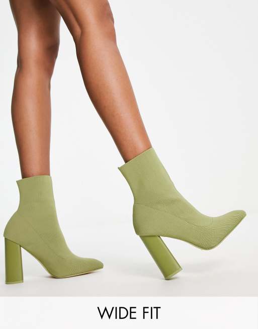 Olive green wide calf on sale boots