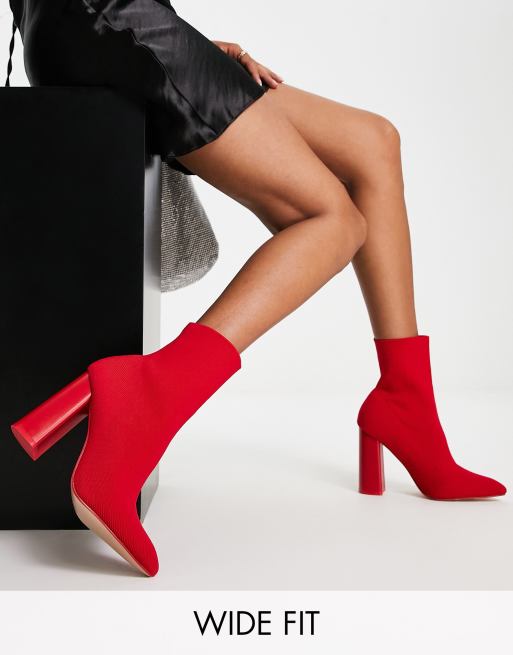 Wide fit store red boots