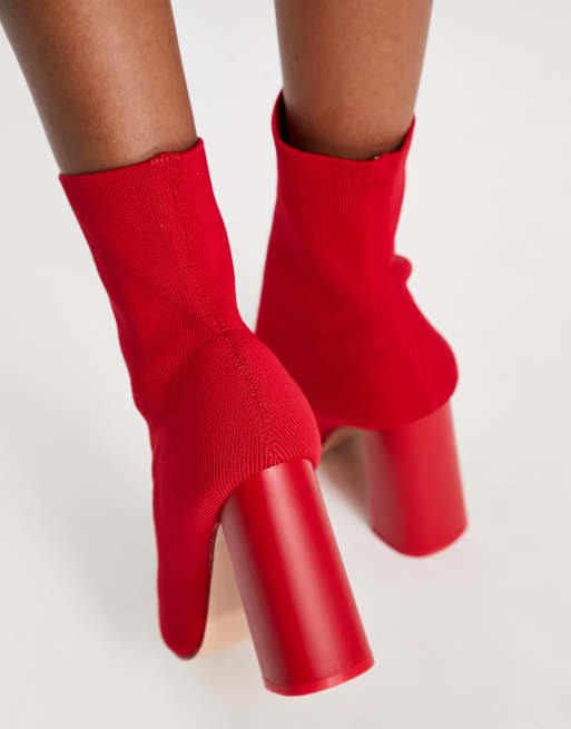 Red sock best sale booties chunky heel