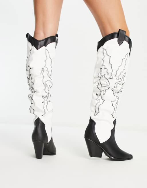 White over the knee cowboy outlet boots