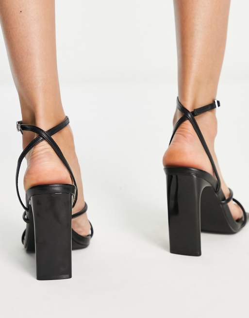 Public Desire Exclusive Wide Fit Tatianna heeled sandals in black