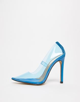 clear blue pumps