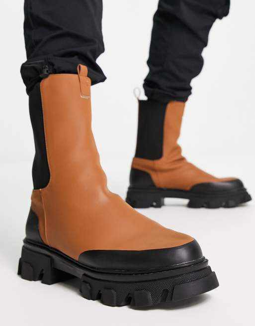 Public Desire – Fairfax – Bruna chelseaboots med höga skaft