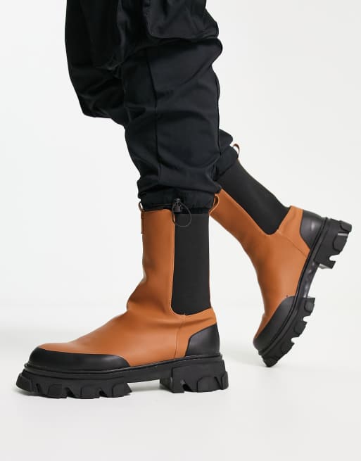 Public Desire – Fairfax – Chelsea-Stiefel in Braun mit hohem Schaft, 2 von 4