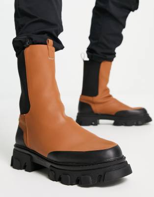 Public Desire fairfax high shaft chelsea boots in brown