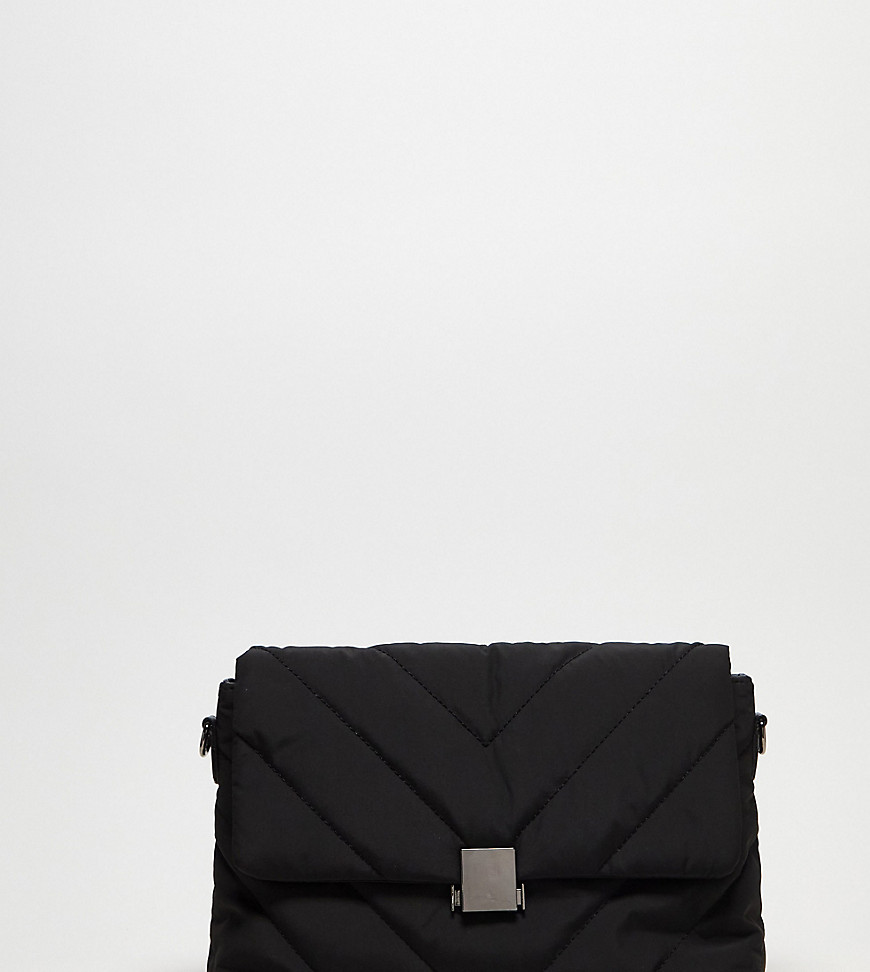 Public Desire Falcon quilted nylon clutch bag in black-Green
