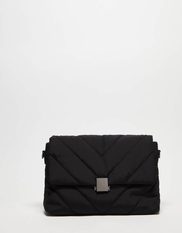 Public Desire Falcon quilted nylon clutch bag in black