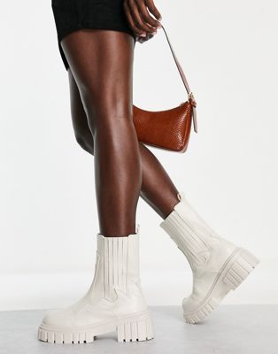 Public Desire Farfetched chunky ankle boot in white